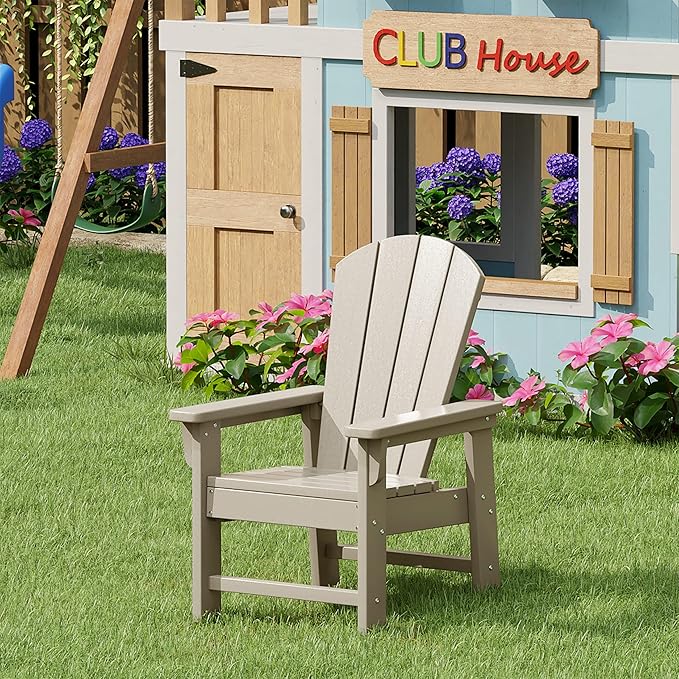 WestinTrends Malibu Kids Outdoor HDPE Adirondack Plastic Patio Chair, Sand