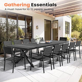 Pellebant 118" Outdoor Dining Table for 8-12, 10ft Aluminum Patio Table with Umbrella Hole - Photo 3