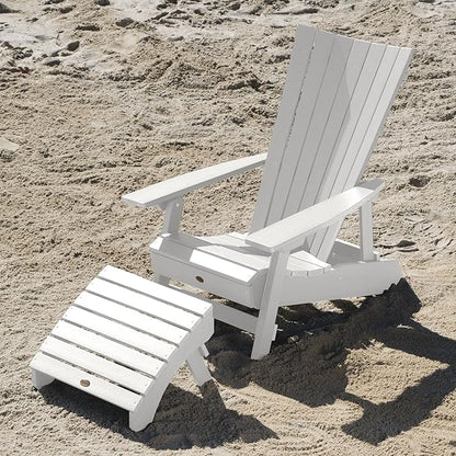 Highwood AD-KITADRI1-WHE Manhattan Beach Adirondack Chair with Ottoman, White
