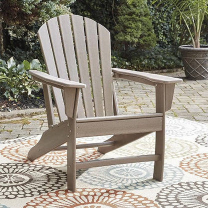 Signature Design by Ashley Sundown Treasure Outdoor Patio HDPE Adirondack Chair, Light Brown