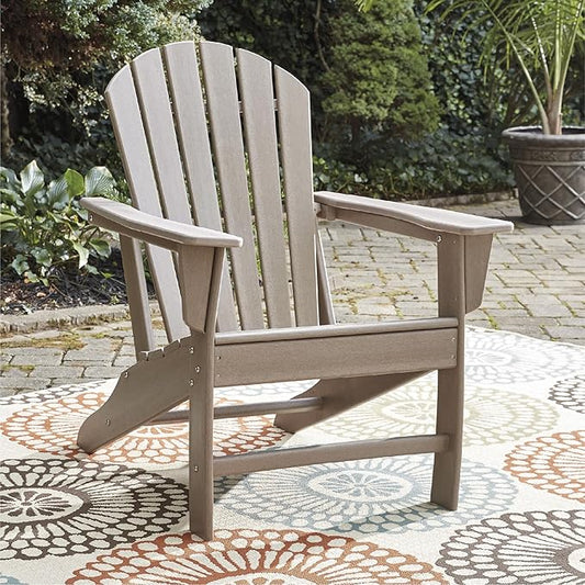 Signature Design by Ashley Sundown Treasure Outdoor Patio HDPE Adirondack Chair, Light Brown