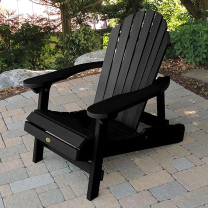 highwood AD-KITCHL5-BKE Hamilton Folding & Reclining Adirondack Chair with Ottman and Cup Holder, Black