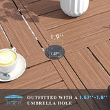 VICLLAX 47.2" Round Patio Table with Umbrella Hole, All Weather Metal Outdoor Dining Table for 6 - Photo 5