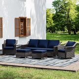 Joyside Wicker Patio Furniture Sets, 6 Pieces Upgraded Large Size Outdoor Furniture with Swivel Rocking Patio Chairs - Photo 1