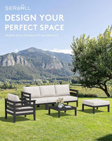 SERWALL HDPE Patio Furniture Set, 2 Pieces Outdoor Sectional Sofa Set - Photo 3