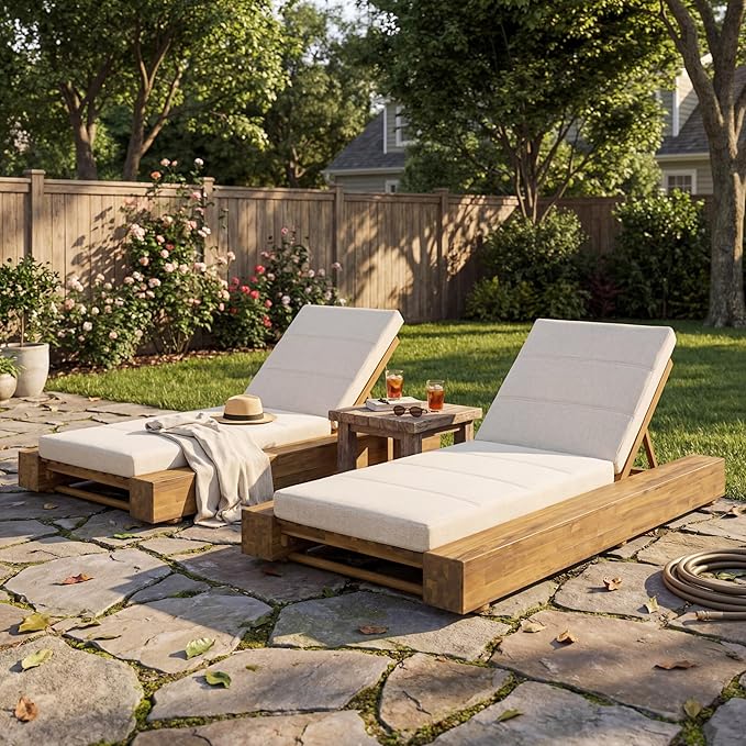 Christopher Knight Home Tory Acacia Wood Chaise Lounge Chair Outdoor Set of 2, Poolside Sun Lounger Recliner - Photo 4