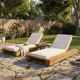 Christopher Knight Home Tory Acacia Wood Chaise Lounge Chair Outdoor Set of 2, Poolside Sun Lounger Recliner - Photo 4