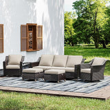 Joyside Wicker Patio Furniture Sets, 6 Pieces Upgraded Large Size Outdoor Furniture with Swivel Rocking Patio Chairs - Photo 1