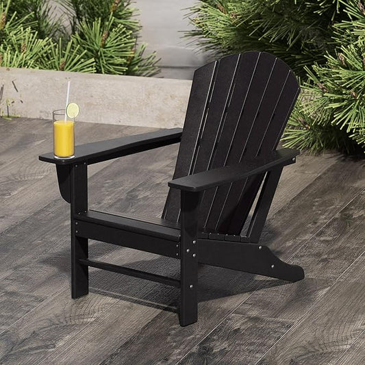 WestinTrends Dylan Outdoor Adirondack Chair, Black