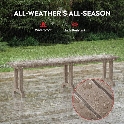 Costaelm Outdoor Benches Weatherproof, Park Long Bench Poly Lumber Backless for Entryway Front Porch Garden Bench Seat for Patio, Weathered Wood