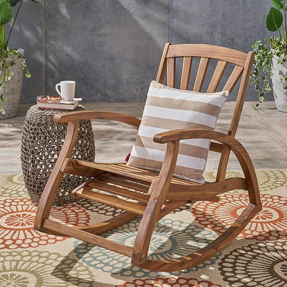 Christopher Knight Home Alva Acacia Wood Rocking Chair with Howard SWAX16 Outdoor Furniture Wax, 16 Fl Oz