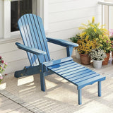 Outdoor Wooden Folding Adirondack Chair with Retractable Ottoman - Photo 2