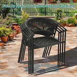 YITAHOME Outdoor Dining Chair Set of 6, Rope Woven Design Stackable Chairs, Indoor-Outdoor Armchair Seating for Patio - Photo 6