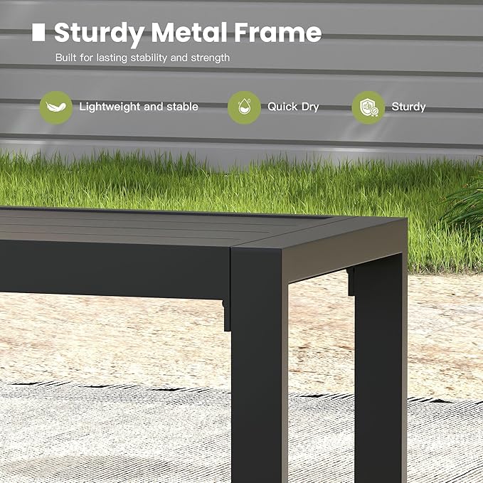 51.2" Outdoor Bench, 2 Pieces Patio Backless Garden Bench with Metal Frame for Porch, Entryway, Lawn, Backyard, Black
