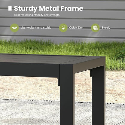51.2" Outdoor Bench, 2 Pieces Patio Backless Garden Bench with Metal Frame for Porch, Entryway, Lawn, Backyard, Black