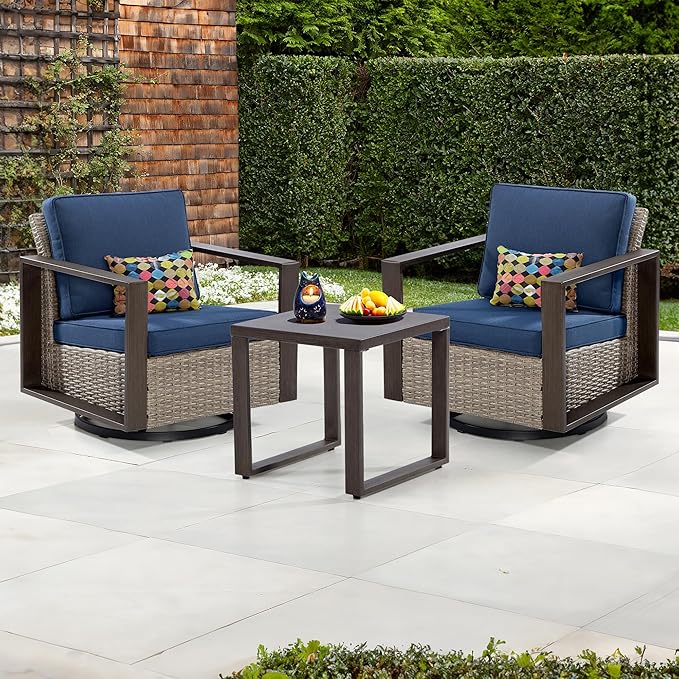 Joyside Outdoor Metal Side Table - 20"x 20" Small Square Coffee Table Patio Bistro Set Table Ideal Match for Patio Furniture, Wood-Looking Brown