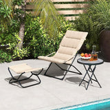Abba Patio Outdoor Chaise Lounge Chair, Reclining Folding Patio Camping Chair with Separate Footrest - Photo 2