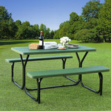 Giantex Picnic Table Bench Set Outdoor Camping All Weather Metal Base Yard Pool Dining Party Garden Patio Lawn Deck - Photo 2