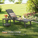 LUE BONA Chaise Lounge Chair with Table, 3-Piece, HDPS Chaise Lounger, 5 Positions Adjustable Lounge Chairs - Photo 4