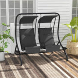 Outsunny Patio Swing Chair with 2 Separate Seats, Outdoor Swing with Removable Canopy and Cup Holders for Porch, Garden - Photo 2