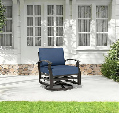 Kurapika 1 Piece Patio Furniture Chair, Outdoor Aluminum Swivel Glider Rocker, Patio Bistro Set Rocking Chair for Porch, Garden, Patio, Navy Blue