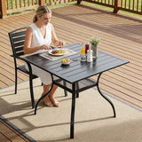 SUNCROWN 37" Black Patio Outdoor Dining Table Metal Steel Slat Square Bistro Table for Porch Deck Garden Backyard - Photo 3
