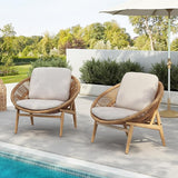 Merax Outdoor Wicker Papasan Chair Set of 2, Rattan Patio Papasan Egg Lounge Chair with Cozy Cushion - Photo 1
