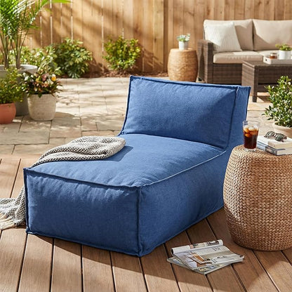 Christopher Knight Home Natty Bean Bag Chair, Fabric Bean Bag Chairs for Adults and Kids, Comfy Reading Chair, Lounge Sofa with Armrest, Indoor/Outdoor Spaces Memory Foam Bean Bag Chair, Navy Blue