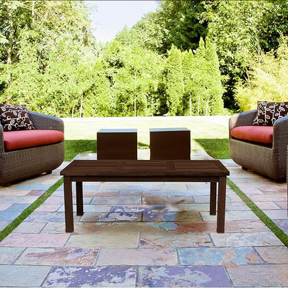 Teak Outdoor Coffee Table - Premium Grade A Teak Wood Patio Furniture, Teak Oil Finish 24"x48" Rectangular Table for Patio, Balcony, Lawn, Deck, Backyard, Terrace