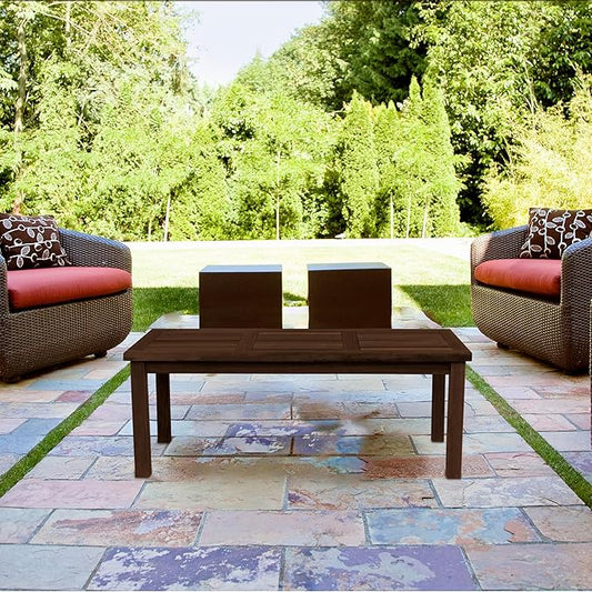 Teak Outdoor Coffee Table - Premium Grade A Teak Wood Patio Furniture, Teak Oil Finish 24"x48" Rectangular Table for Patio, Balcony, Lawn, Deck, Backyard, Terrace