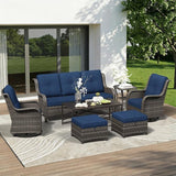 7 Piece Outdoor Wicker Patio Furniture Set, Outdoor Swivel Rocker Patio Chairs Set with Thickened Olefin Cushions - Photo 1