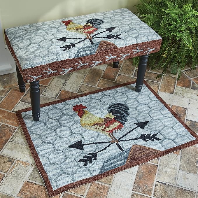 Park Designs Break of Day Rooster Hooked Bench