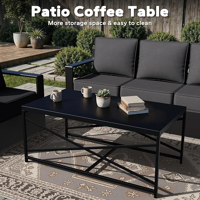 Outdoor Aluminum Furniture Set, 6-Piece Patio Conversation Set, 2 Swivel Chairs, 2 Chairs, 1 Sofa and 1 Table - Photo 8