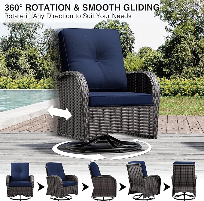 Joyside Wicker Patio Furniture Set, 5 Piece Outdoor Furniture Set with Thickened Cushions, High Back, Deep Seating - Photo 3