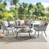 Modway EEI-3177-GRY-GRY-SET Endeavor 4 Piece Outdoor Patio Wicker Rattan Sectional Sofa Set, Gray - Photo 9