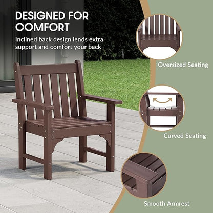 WestinTrends Malibu Outdoor Patio HDPE Adirondack Dining Arm Chair, Dark Brown