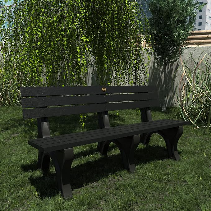 Sequoia Professional Aurora Park Bench, 6 ft, Black