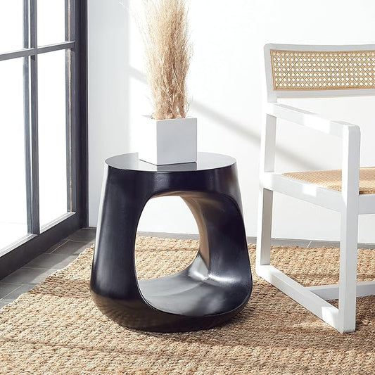 SAFAVIEH Outdoor Collection Vikki Modern Black Concrete Accent Table (Fully Assembled) VNN1040C