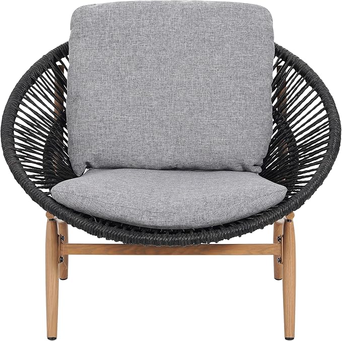 Merax Outdoor Wicker Papasan Chair, Rattan Patio Papasan Egg Lounge Chair with Cozy Cushion - Photo 2