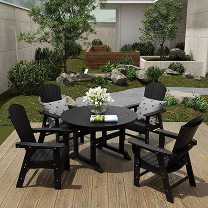 WestinTrends Dylan Outdoor Patio Shell-Back Adirondack Dining Chair Weather Resistant Black