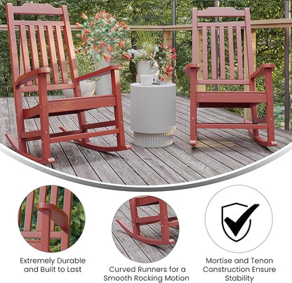 Flash Furniture Set of 2 Winston All-Weather Rocking Chair in Red Faux Wood