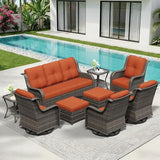 9 Piece Outdoor Wicker Patio Furniture Set, Outdoor Swivel Rocker Patio Chairs Set with Thickened Olefin Cushions - Photo 9