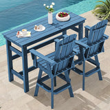 SERWALL 3-Piece Swivel Adirondack Bar Set, HDPE Swivel Bar Height Chairs Set of 2 with Bar Table - Photo 1