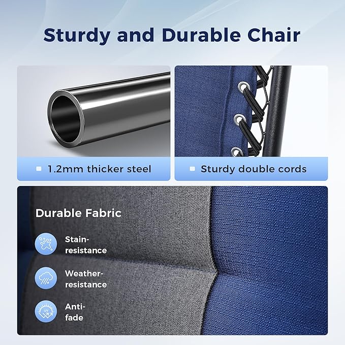 MAISON ARTS Oversized XXL Padded Zero Gravity Chair Set of 2, 30" Wide Seat Foldable Patio Recliner, Anti Gravity Outdoor Lawn Chair with Cup Holder & Pillow, Supports 400lbs, Blue & Grey