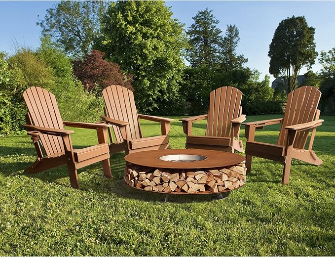 FUNBERRY Folding Adirondack Chair Set of 2, All Weather HDPE Fire Pit Chairs with Cup Holder for Outdoor