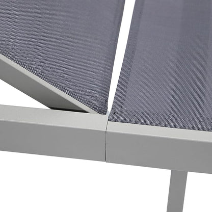 LeisureMod Marlin Aluminum Outdoor Chaise Lounge Chair (Set of 2) - Mesh Sling Fabric Seat Grey Aluminum Frame Beach, Pool Lounge Chair for Modern Patio Lawn, Garden and Backyard (Dark Grey)