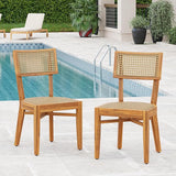 Christopher Knight Home Neeko Acacia Wood Patio Dining Chairs Set of 2, Wooden Outdoor Kitchen Side Chair - Photo 5