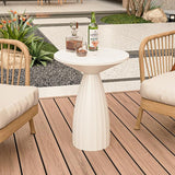Round Small Patio Side Table Set of 2, Patio Furniture Accent End Table, Metal Steel Outdoor Side Table, for Garden - Photo 3