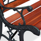 Relaxdays Garden Bench, Rose Pattern, 2 Seater, Wood & Cast Iron, Balcony & Patio, Bench, 73 x 125 x 52.5 cm - Photo 6
