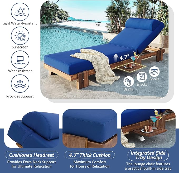Merax 4 Piece 78.8'' Outdoor Patio Chaise Lounge Chair - Photo 2